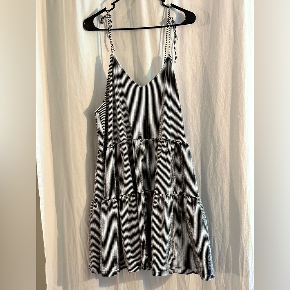 Blue and white tent dress